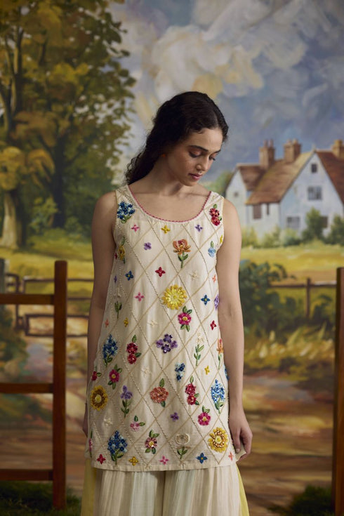 Lumina bone white floral kurta