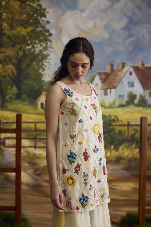 Lumina bone white floral kurta