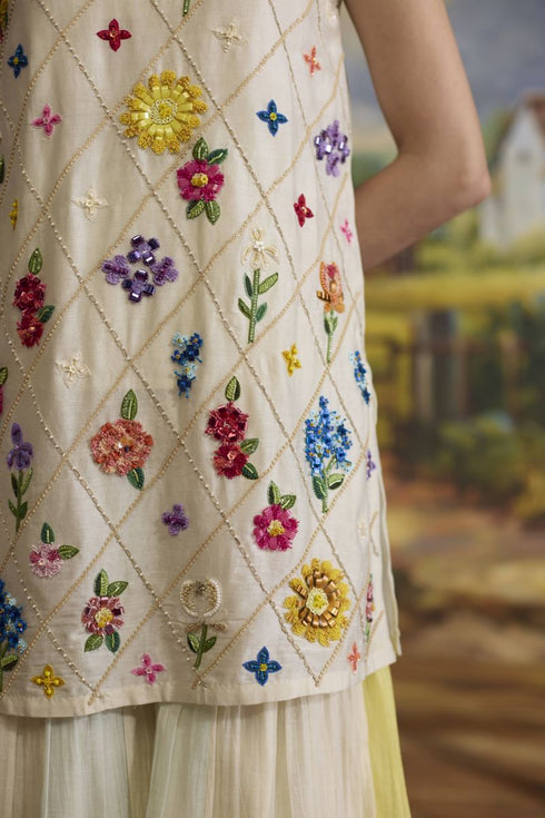 Lumina bone white floral kurta