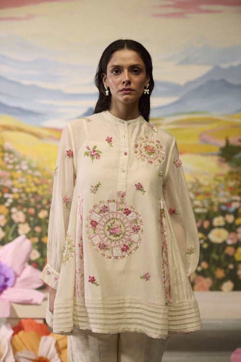 Lumina bone white gathered top