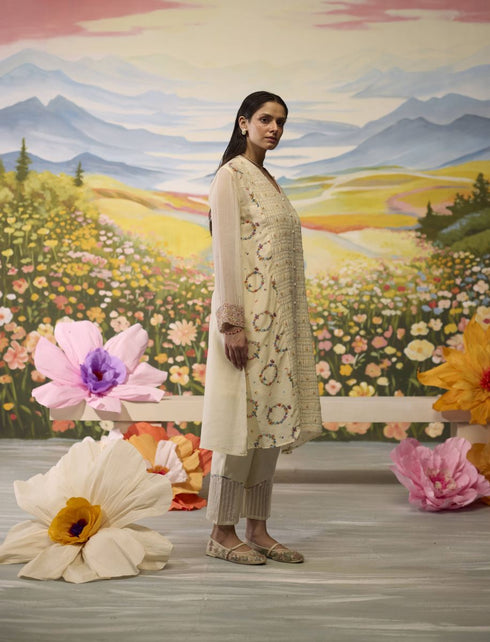 Lumina bone white smocked tunic