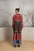 Madder red and brown layered linen embroidered jacket