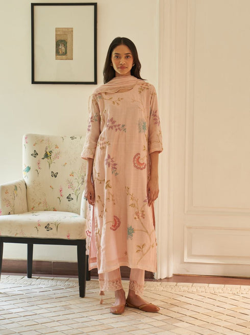 Magnolia applique embroidered kurta set