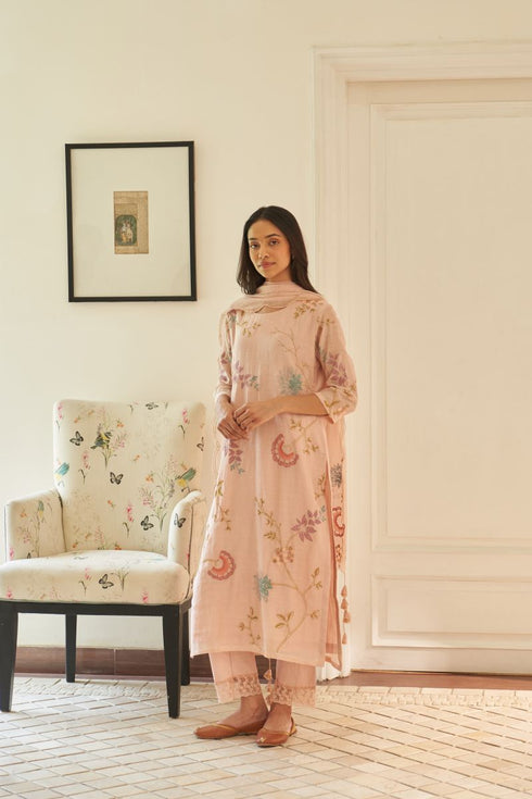 Magnolia applique embroidered kurta set