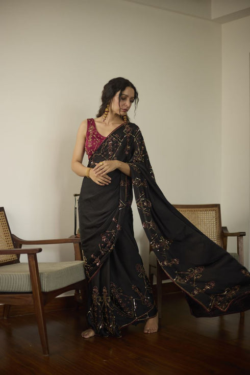 Maitreyi black cocktail sari