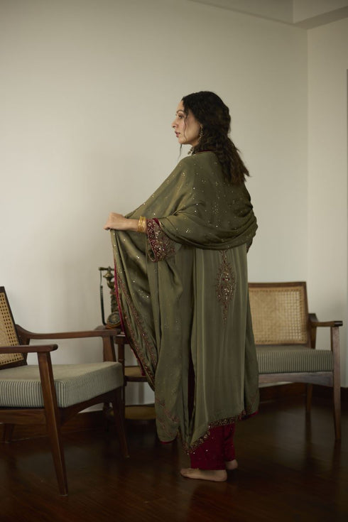 Maitreyi green saanjh dupatta