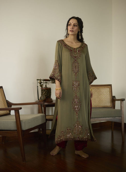 Maitreyi green saanjh kurta set