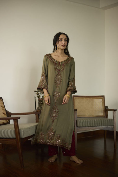 Maitreyi green saanjh kurta set