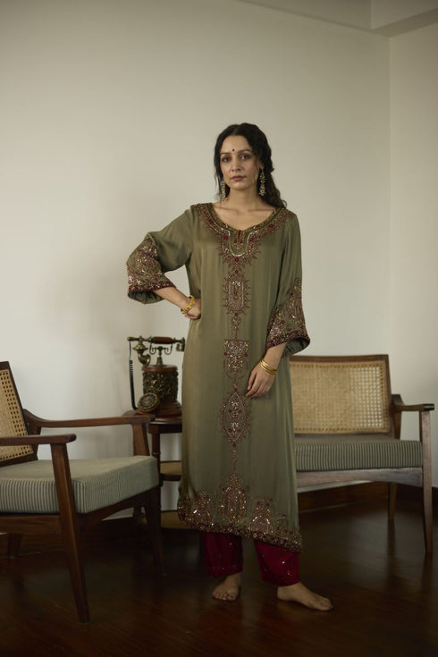 Maitreyi green saanjh kurta set