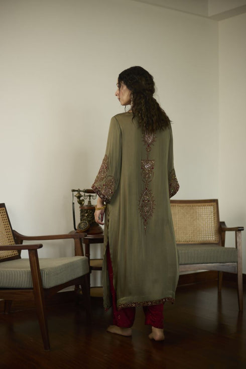 Maitreyi green saanjh kurta set