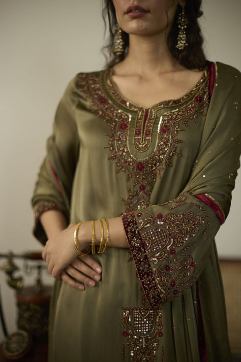Maitreyi green saanjh kurta set