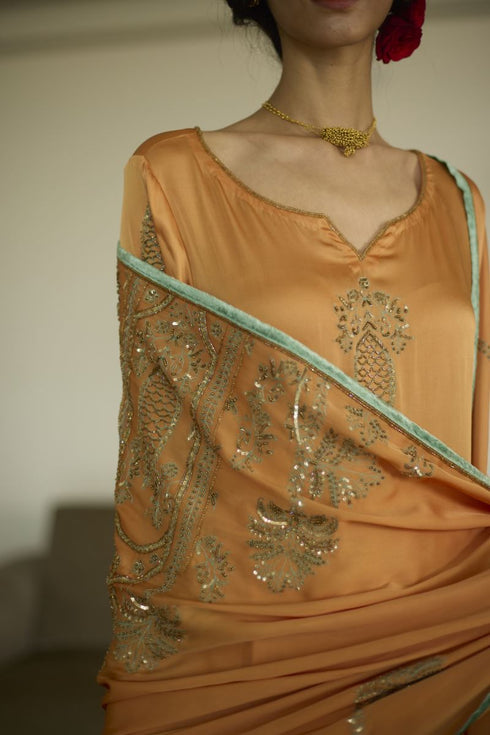 Maitreyi orange palm dupatta