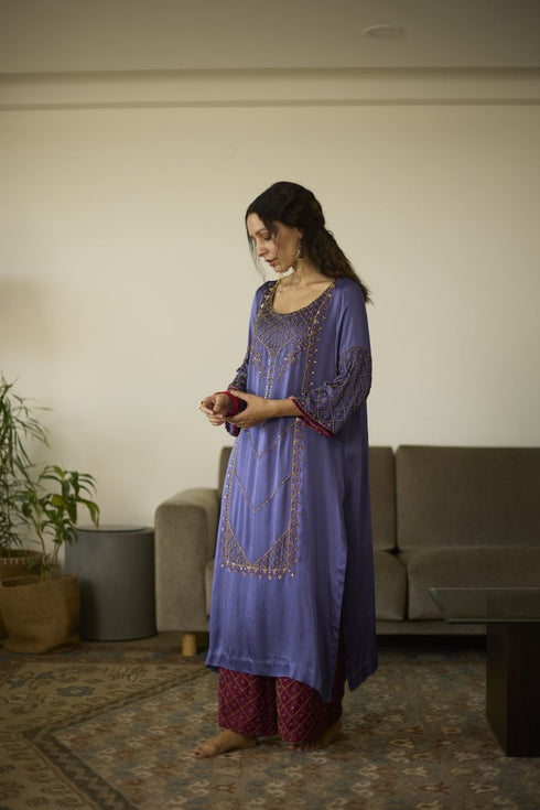 Maitreyi purple diya kurta set