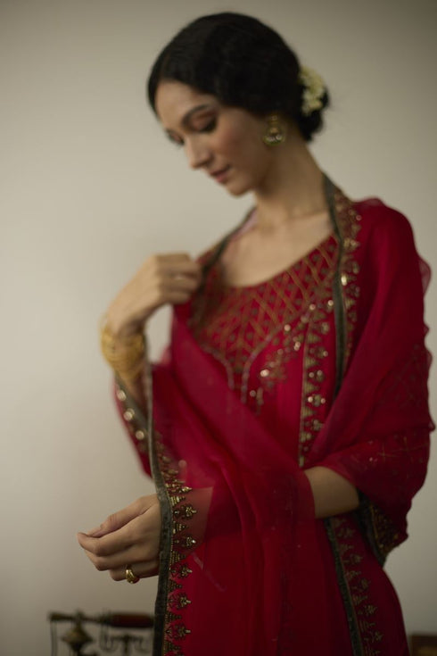 Maitreyi red diya dupatta