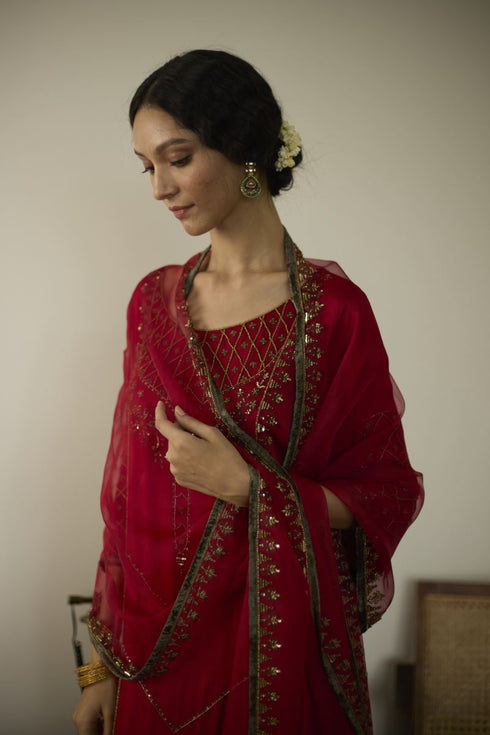 Maitreyi red diya dupatta