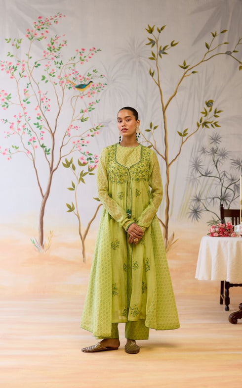 Maliha green kurta set