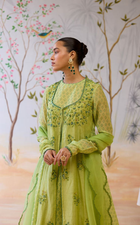 Maliha green kurta set