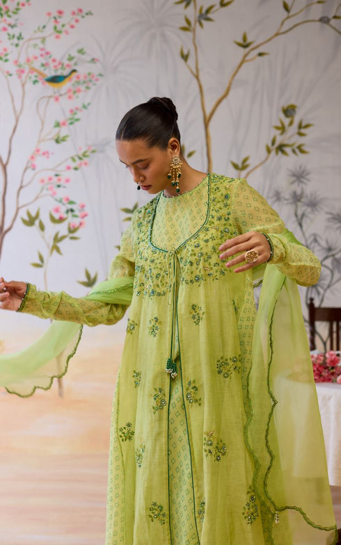 Maliha green kurta set