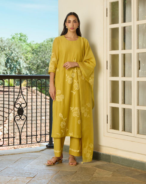 Marigold applique kurta set