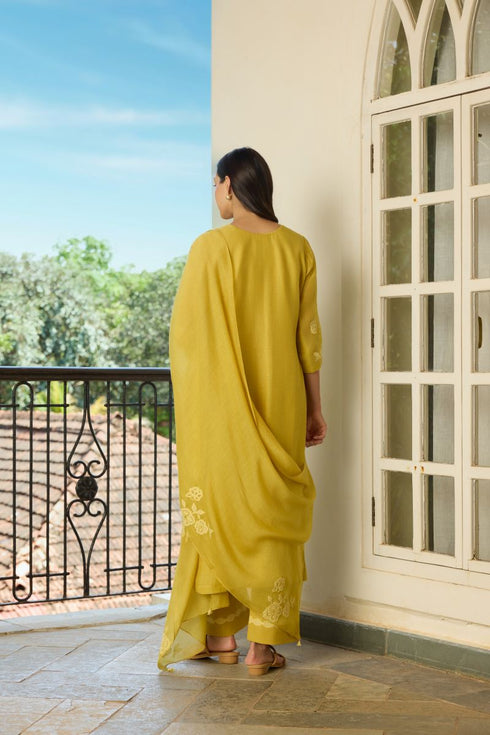 Marigold applique kurta set