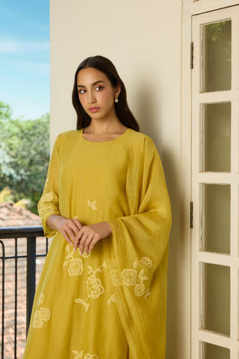 Marigold applique kurta set