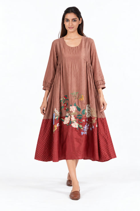 Maroon embroidered dress