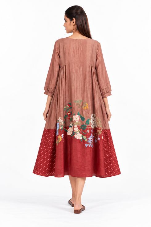 Maroon embroidered dress