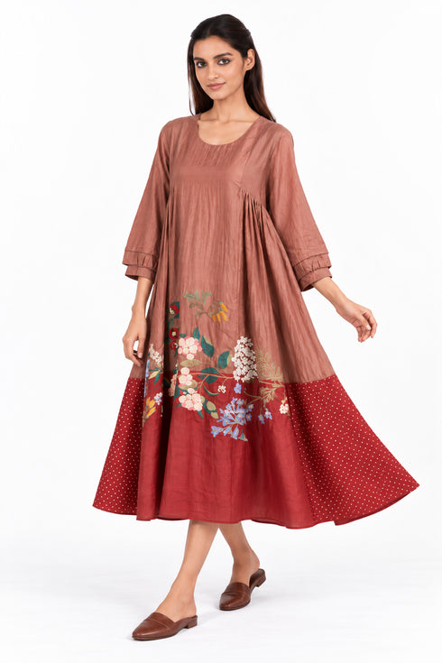 Maroon embroidered dress