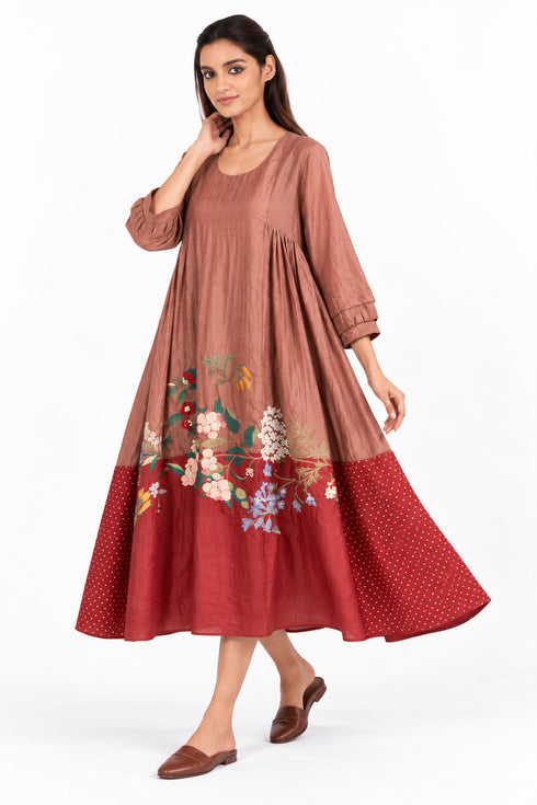 Maroon embroidered dress