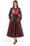 Maroon floral embroidered dress
