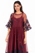 Maroon organza silk embroidered dress