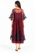 Maroon organza silk embroidered dress