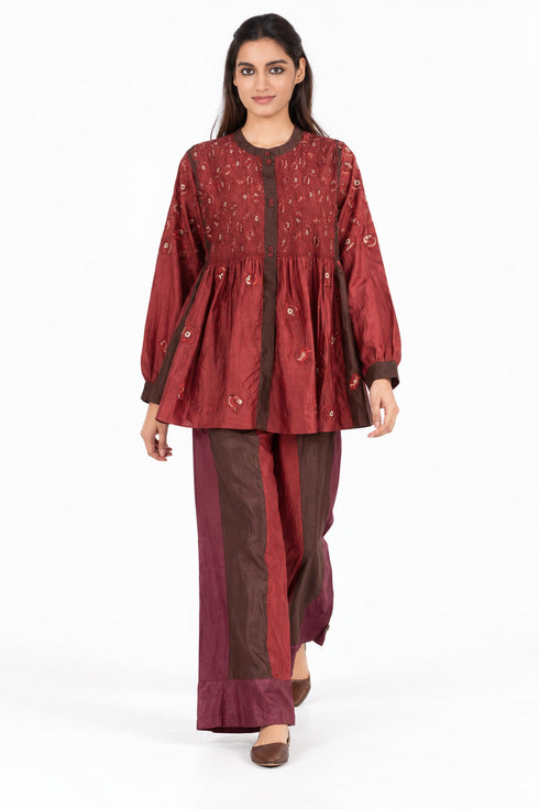 Maroon printed top