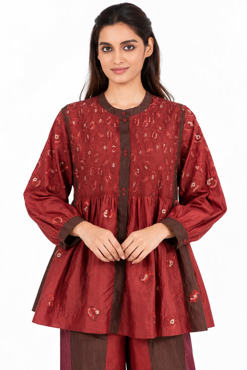 Maroon printed top