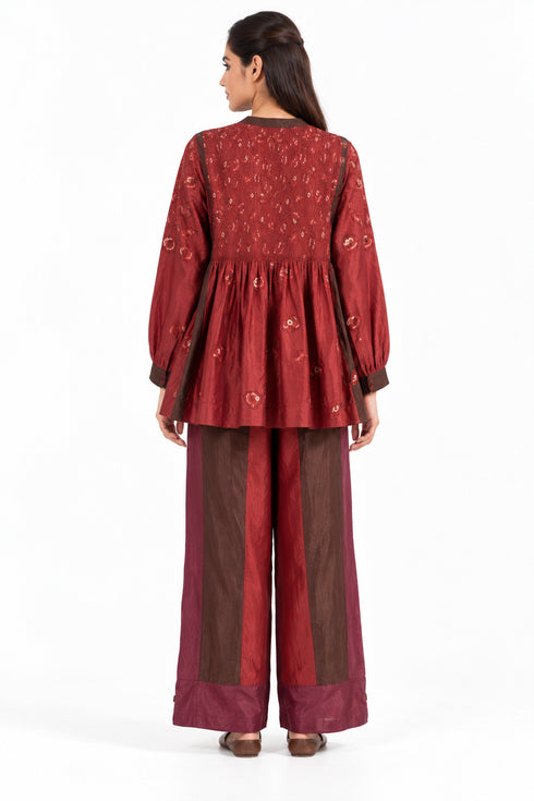 Maroon printed top