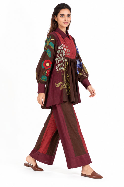 Maroon silk pants