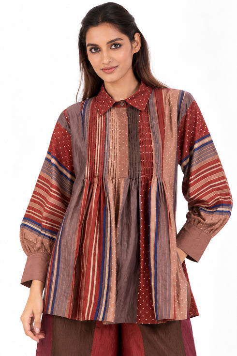 Maroon silk top