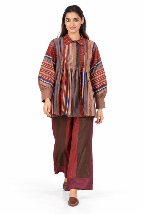 Maroon silk top