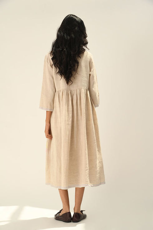 Massiana beige embroidered dress