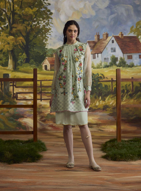 Meadow pista green checkered dress