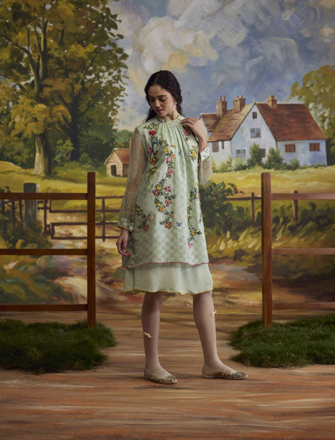 Meadow pista green checkered dress