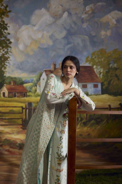 Meadow pista green embroidered tunic