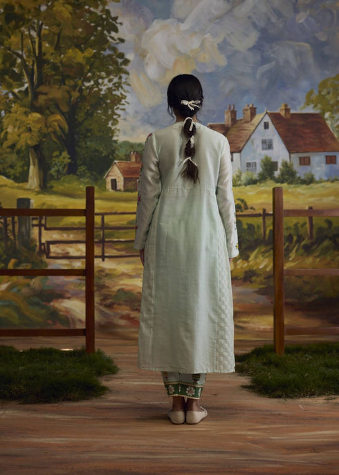 Meadow pista green embroidered tunic