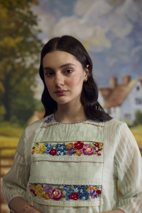 Meadow pista green floral dress