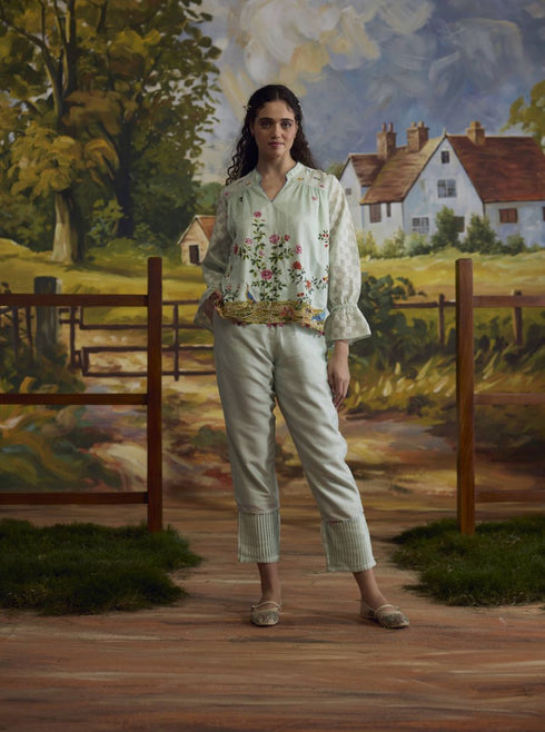 Meadow pista green floral top