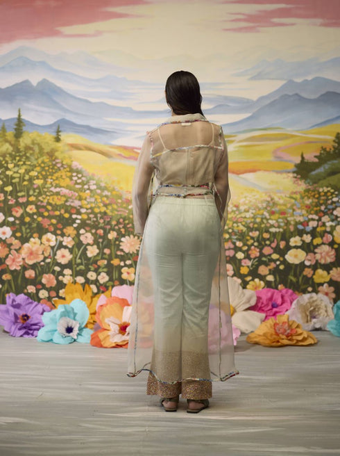 Meadow pista green organza jacket