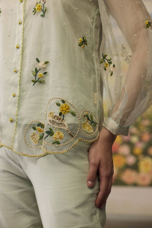 Meadow pista green organza shirt