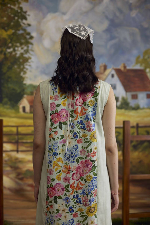 Meadow pista green panelled floral dress