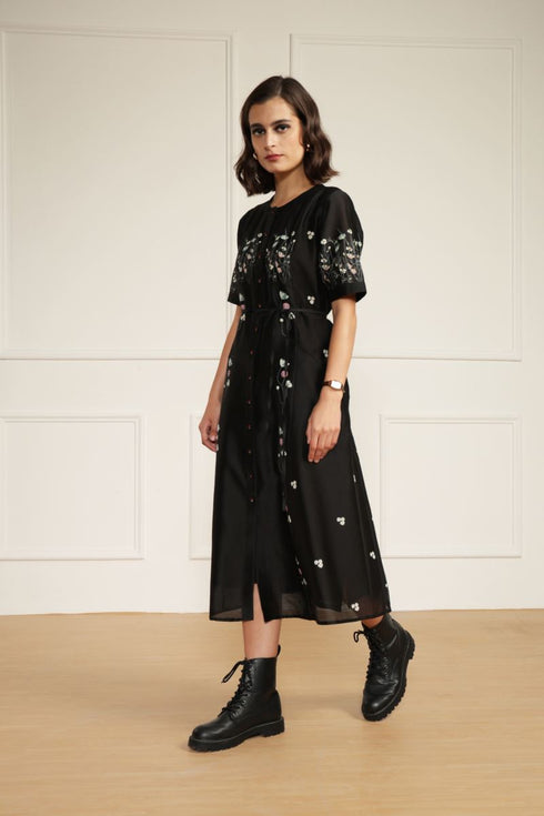 Meadows black A-line dress