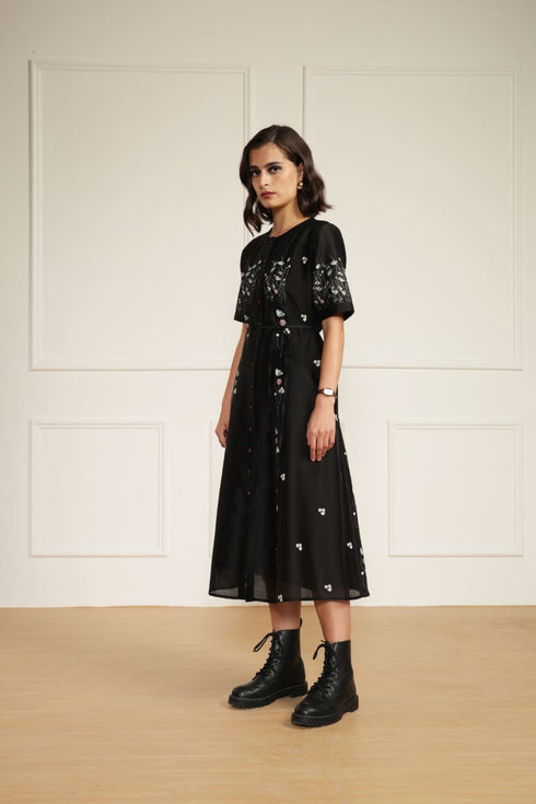 Meadows black A-line dress